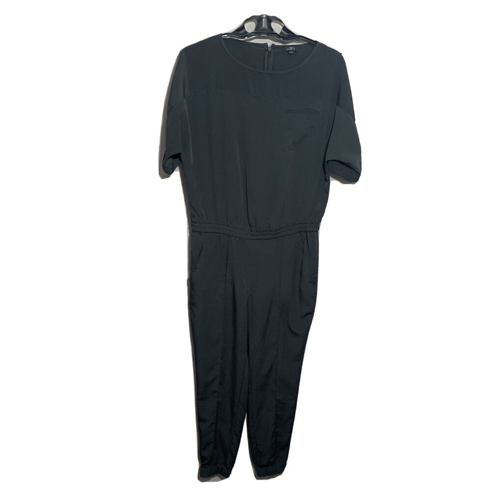 Ann Taylor Loft Womens Sz 2 Pant Jumpsuit Romper Joggers Gray Short Sleeve